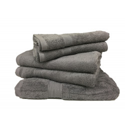 Lot de 5 Grandes Serviettes Eponge 600 g/m²  100 % coton - Anthracite