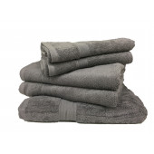 Lot de 5 Grandes Serviettes Eponge 600 g/m²  100 % coton - Anthracite