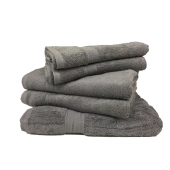 Lot de 5 serviettes de bain éponge 600 g/m² Gris Anthracite - 100 % coton qualité supérieure, douceur et absorption