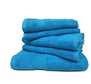 Lot de 5 Grandes Serviettes Eponge 600 g/m²  100 % coton - Turquoise