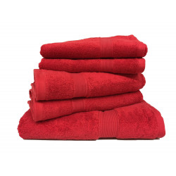 Lot de 5 Grandes Serviettes Eponge 600 g/m²  100 % coton - Rouge