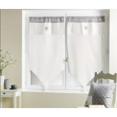 Voilage Brodé avec Initiales à Pois Gris - 60x120 cm