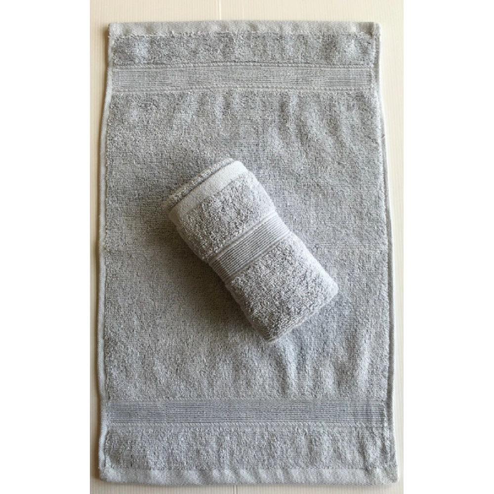 Lot de 2 Serviettes Invités 100 % coton - Gris clair - 30x50 cm