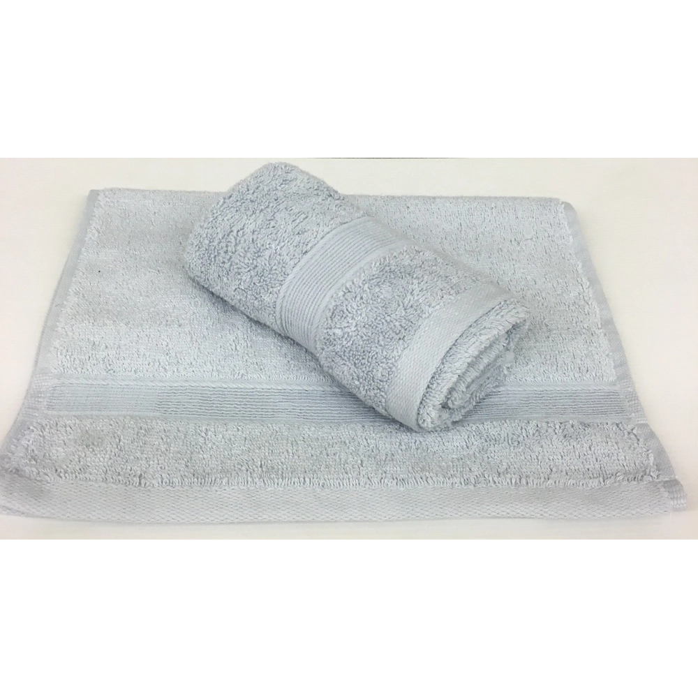 Lot de 2 Serviettes Invités 100 % coton - Gris clair - 30x50 cm