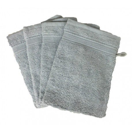 Lot de 4 Gants de Toilette - 20x15 - Gris
