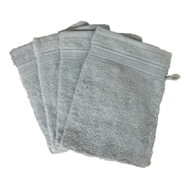 Lot de 4 Gants de Toilette - 20x15 - Gris clair