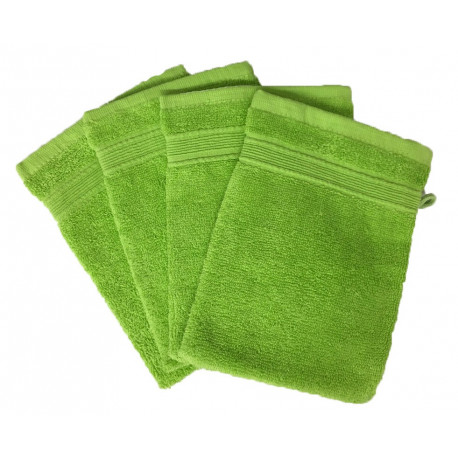 Lot de 4 Gants de Toilette - 20x15 - Anis