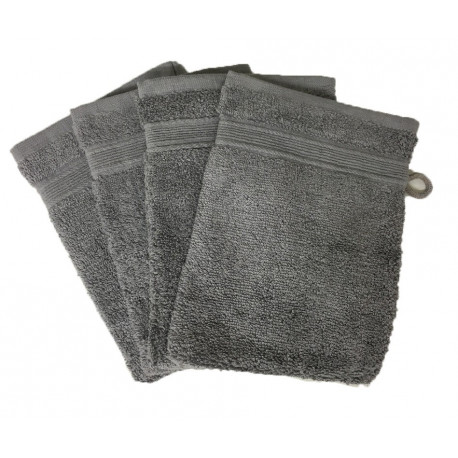 Lot de 4 Gants de Toilette - 20x15 - Anthracite