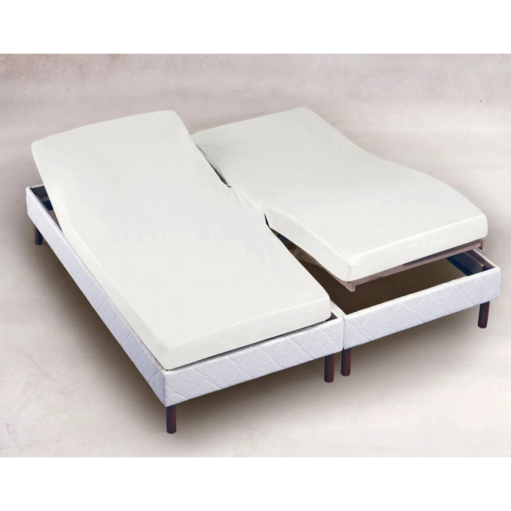 Drap housse 2x80x200 cm blanc pour lit articulé tête/pieds relevables - 100 % coton, Fabrication française, confort durable