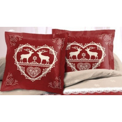 Lot de 2 Taies d'oreillers Placées 65x65cm Chalet Winter Rouge 