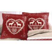 Lot de 2 Taies d'oreillers Placées 65x65cm Chalet Winter Rouge 