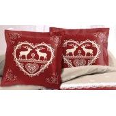 Lot de 2 Taies d'oreillers Placées 65x65 cm Chalet Winter Rouge