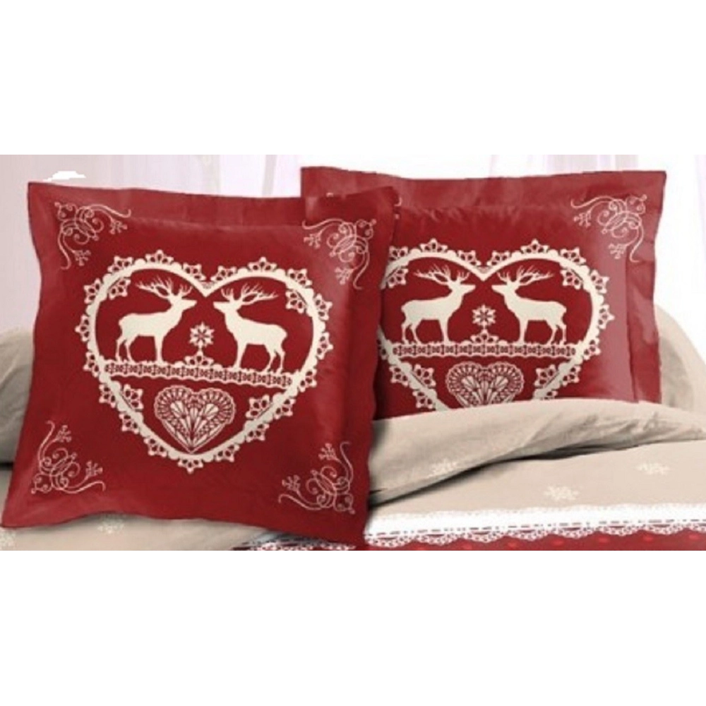 Lot de 2 Taies d'oreillers Placées 65x65 cm Chalet Winter Rouge