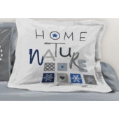 Lot de 2 Taies d'oreillers Placées 65x65cm Cerf des Neiges Bleu