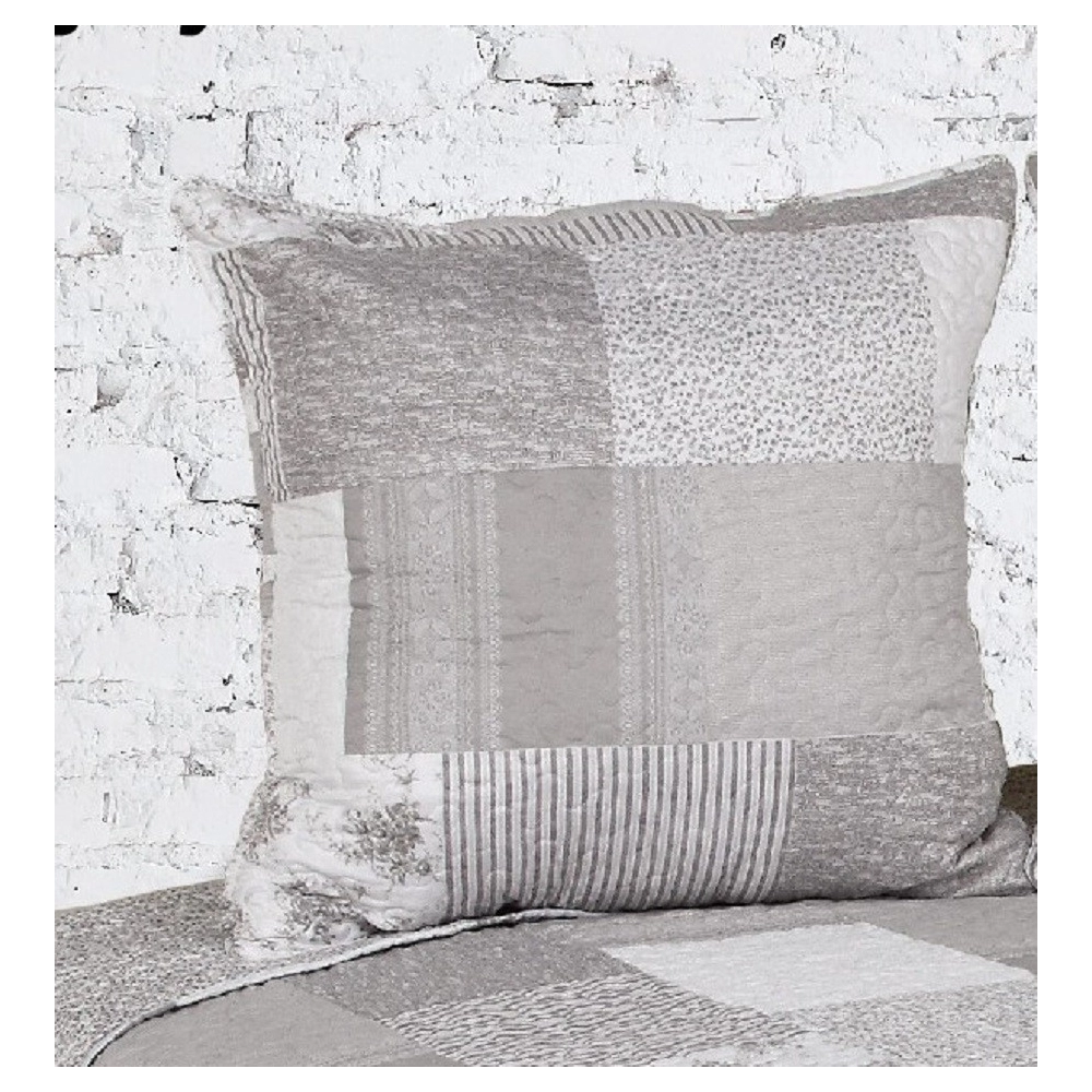 Couvre lit Microfibre Matelassé Faà§on Patchwork Grey 230x250cm