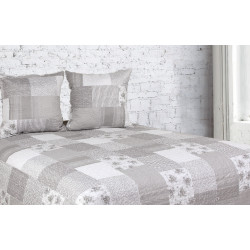 Couvre lit Microfibre Matelassé Façon Patchwork Grey 230x250cm  