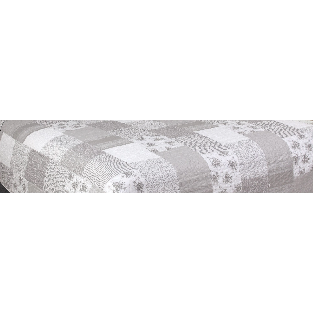 Couvre lit Microfibre Matelassé Faà§on Patchwork Grey 230x250cm