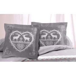 Lot de 2 Taies d'oreillers Placées 65x65cm Montagne Winter Gris