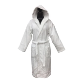 Peignoir de bain mixte à capuche 100% coton éponge bouclette 450g/m² - Absorbant, doux et confortable – Ceinture et poches
