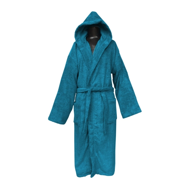 Peignoir de bain mixte à capuche 100% coton éponge bouclette 450g/m² - Absorbant, doux et confortable – Ceinture et poches