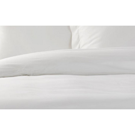 Housse de Couette 240x280 uni blanche coton + 2 taies carrées assorties