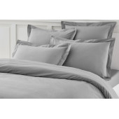 Housse de Couette 240x280 unie gris souris coton + 2 taies assorties