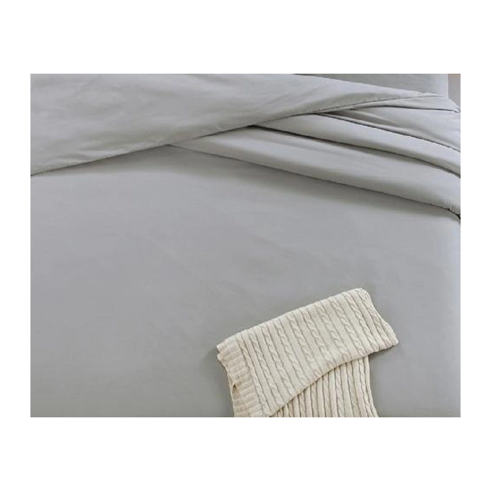 Housse de Couette 240x280 cm Unie Gris Souris 100% Coton 57 fils/cm² + 2 Taies assorties – Fabrication Française