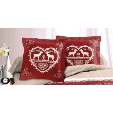 Housse De Couette 200x200 Cm Rouge à Motifs + 2 Taies 65x65 Cm - Parure De Lit En Microfibre - Fermeture Éclair - 5