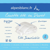 Couette Naturelle 4 saisons en duvet Jumelable - Alpes Blanc