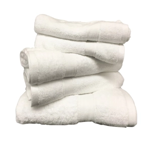 Lot de 5 Grandes Serviettes Eponge 600 g/m²  100 % coton - Blanche