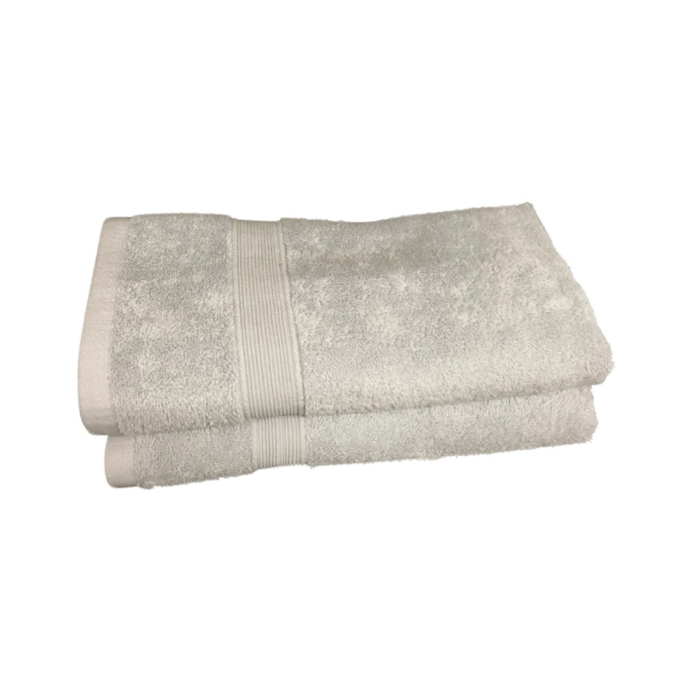Lot de 2 serviettes de bain gris clair 50x100 cm en coton éponge 600 g/m² - Serviettes de toilettes douces et absorbantes
