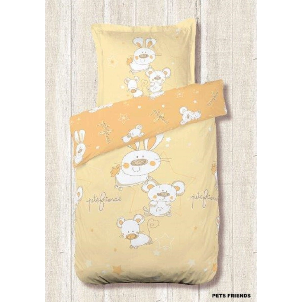 Housse de couette Bébé Pets Friends Jaune 100x140