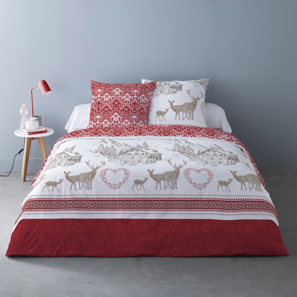 Housse couette Mistral Rouge: style chalet