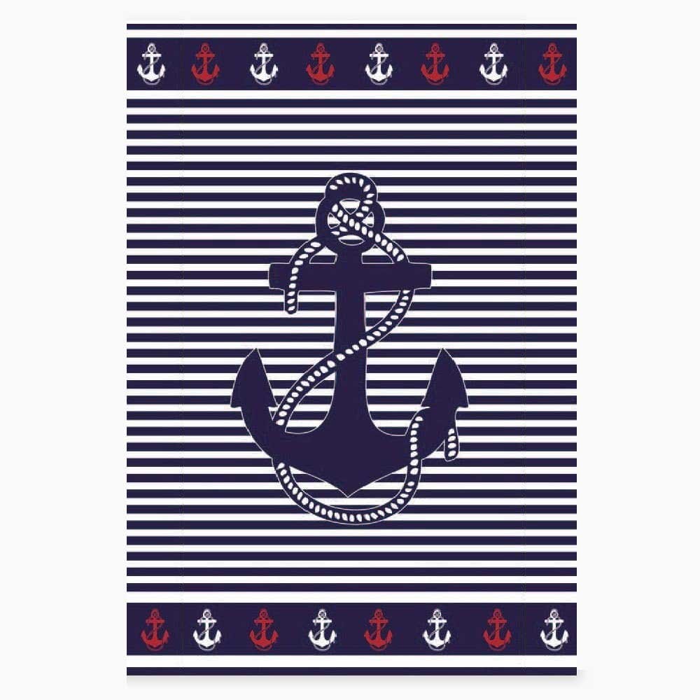 Serviette de plage ANCRE SUR FOND BLEU ET BLANC 140 x 170