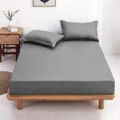 Drap housse 160x200 Gris Bonnet 27 cm