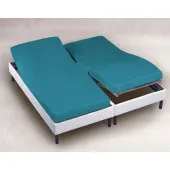 Drap Housse 2x80x200 Bleu Canard TPR