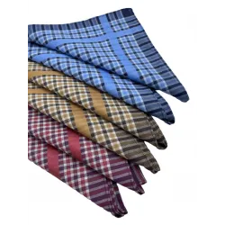 Lot de 6 Mouchoirs 100% coton jumel quadrillés 40x40cm