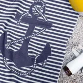 Serviette de plage ancre marine 90x170 cm