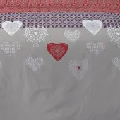 zoom housse de couette avec motifs petits cœurs gris rouge blanc