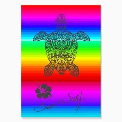 Serviette de plage Tortue sur Fond Multicolore 140x180cm