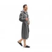 Peignoir capuche anthracite porté