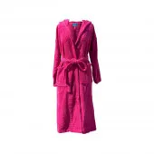 Peignoir a capuche bambou fuchsia déplié