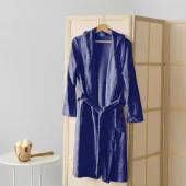 peignoir bleu marine col châle Homme Femme Alpes Blanc sur cintre