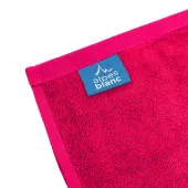 serviettes coton et bambou avec étiquette Alpes Blanc fuchsia