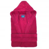 Peignoir capuche qui ressort coton et bambou fuchsia