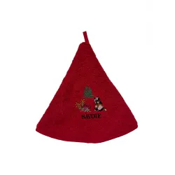 Torchons ronds coton rouge marmottes