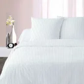 Housse de Couette Percale 240x260cm Satin Blanc  + 2 taies carrées 65x65 cm