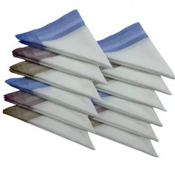 Lot de 12 Mouchoirs qualité supérieure fond blanc