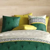 Housse de couette HOPE 100% coton + taies carrées Zoom taies d'oreillers