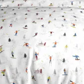 zoom motifs housse de couette skieurs pur coton